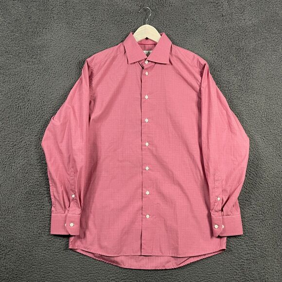 Eton Shirt Mens Large Red Contemporary Fit Plaid Button Up Long Sleeve - Picture 1 of 12